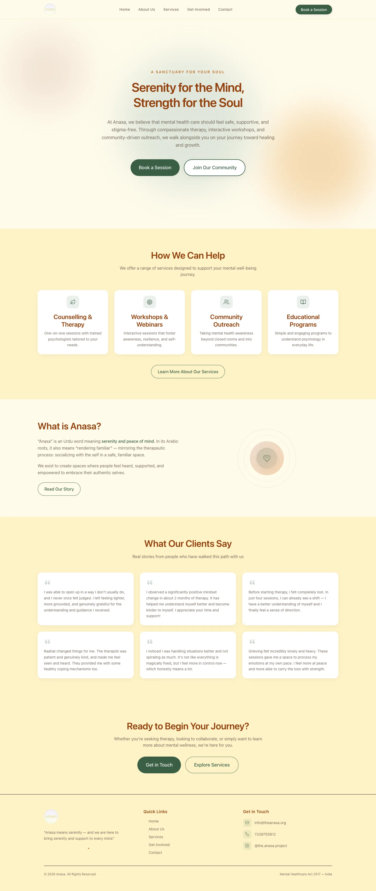Anasa home page, full length