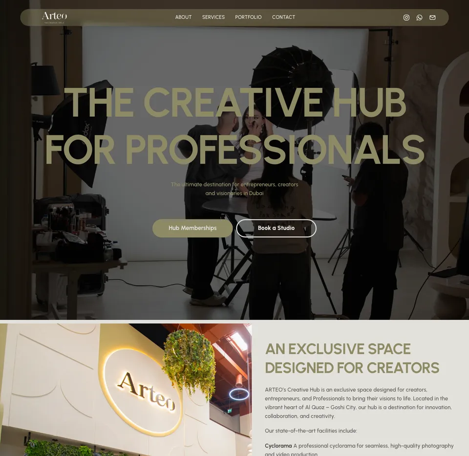 Arteo home page hero