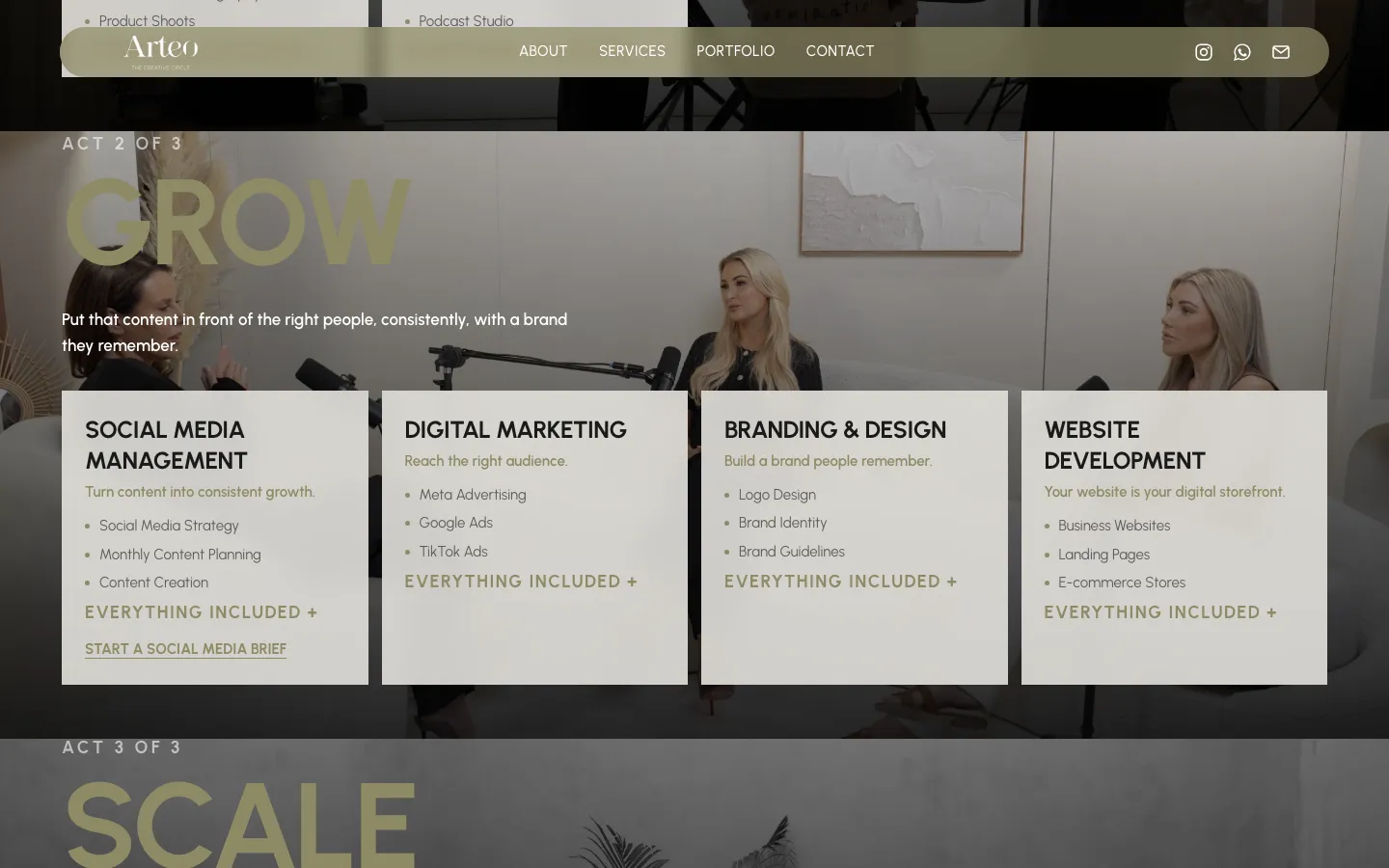 Act 2 of 3, Grow: social media, digital marketing, branding and websites
