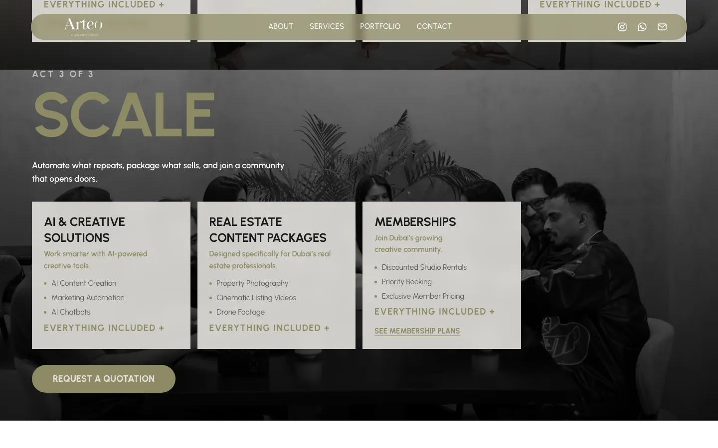 Act 3 of 3, Scale: AI and creative solutions, real estate content and memberships