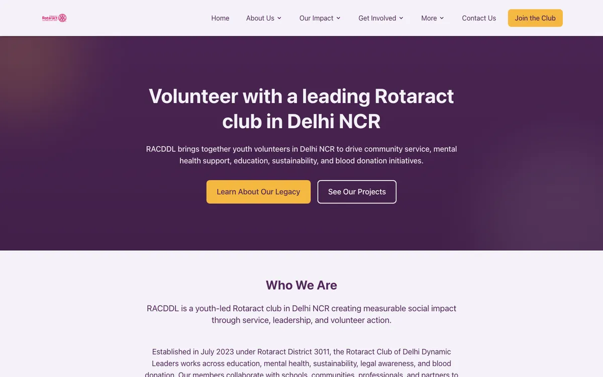 RACDDL home page: Volunteer with a leading Rotaract club in Delhi NCR
