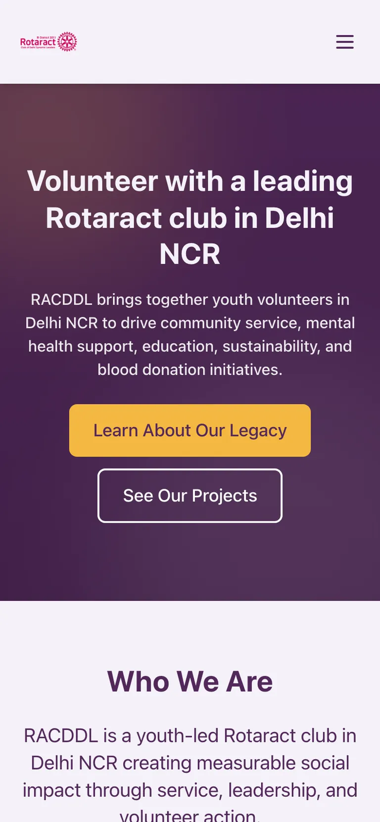 The same home page on a phone