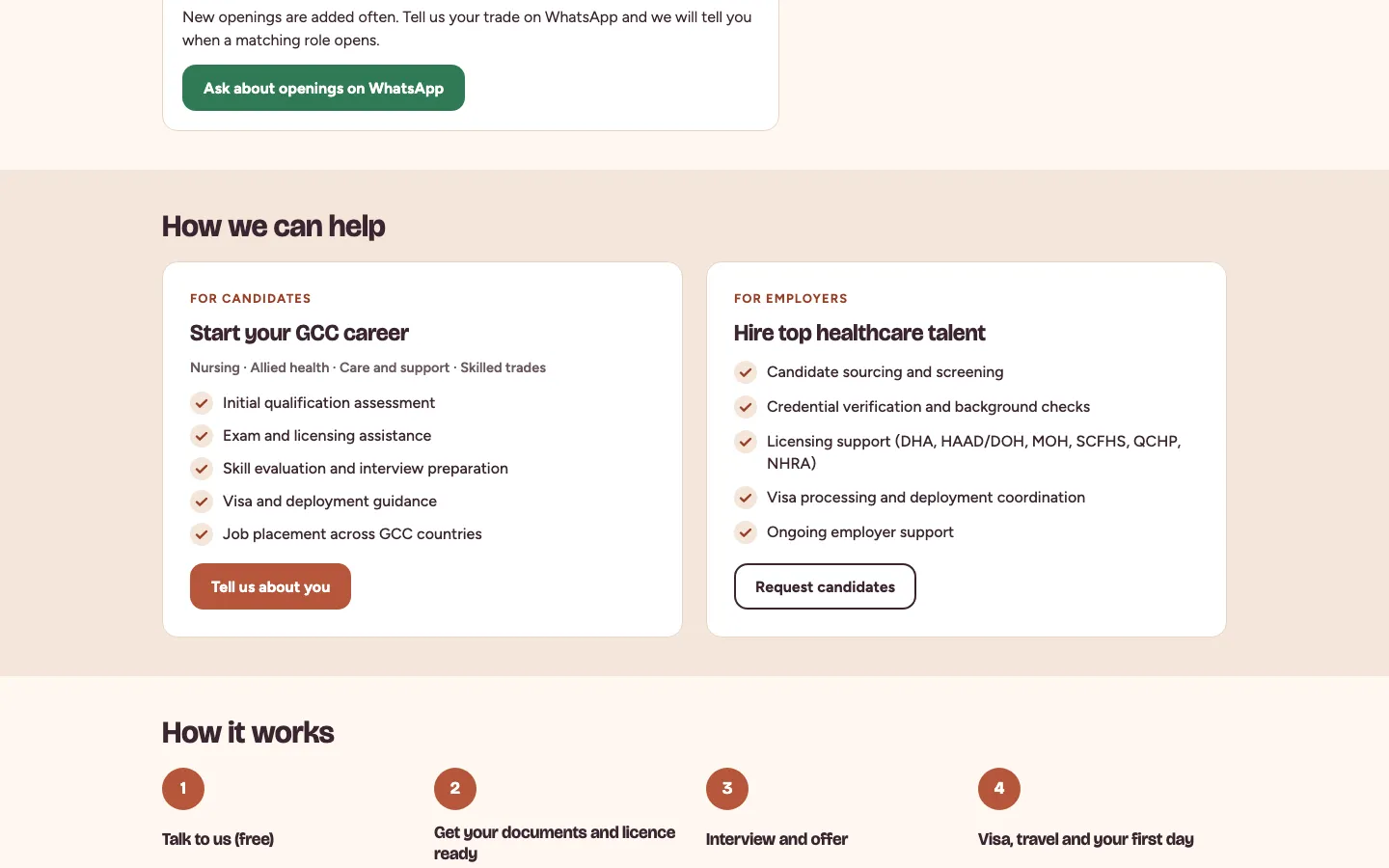 The Healing Pouch candidate and employer services section