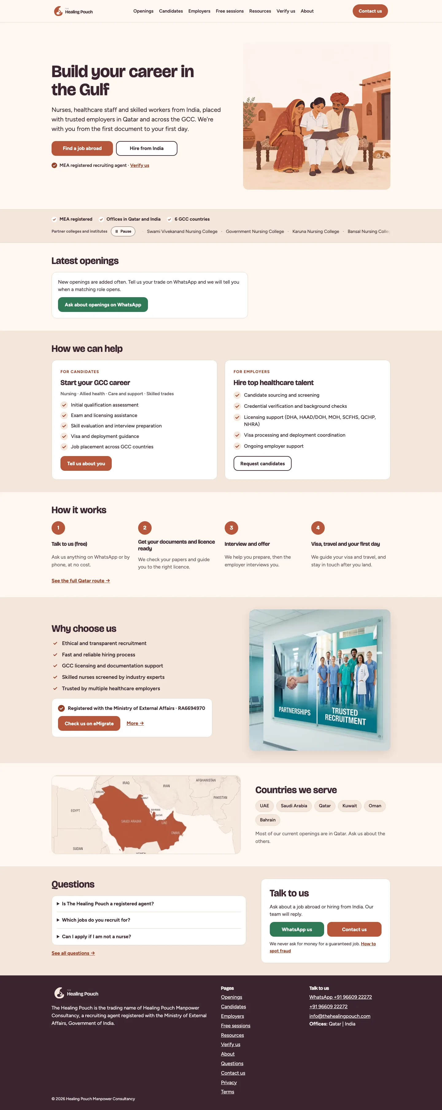 The Healing Pouch home page, full length